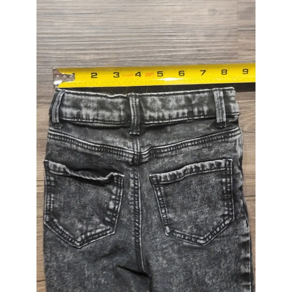 OshKosh Bgosh Kids Black Acid Wash Skinny Jeans Frayed Hem Size 4